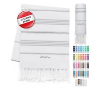 LeStoff Hammam Towel, Beach Towel, 100% Organic Cotton, 95x180, White/Grey