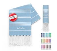 LeStoff Hammam Towel/Guest Towel, 100% Organic Cotton, 50x100, Light Blue