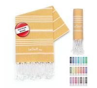 LeStoff Premium Hammam Towel - 100% Organic Cotton - Pre-washed Sustainable Absorbent & Quick-drying - Beach, Bath, Shower, Yoga, Spa & Travel Towel (50 x 100 cm, Yellow)
