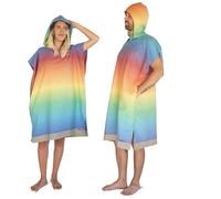 LeStoff Premium Surf Poncho Towel - Lightweight, Sustainable, Highly Absorbent & Quick-Drying, 100% Organic Cotton, Beach, Bath, Surf, Camping, Hooded, Changing Robe (Rainbow, M/L)