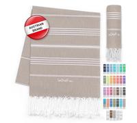 LeStoff Turkish Hammam Towel - 100% organic cotton, 95 x 180 cm, Pre-washed, Absorbent, Quick-drying, Lightweight, Turkish Towel, Hammam Beach Towel, Gym Towel, Beach Throw, Sauna Towel (Beige)