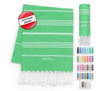 LeStoff Turkish Hammam Towel - 100% organic cotton, 95 x 180 cm, Pre-washed, Absorbent, Quick-drying, Lightweight, Turkish Towel, Hammam Beach Towel, Gym Towel, Beach Throw, Sauna Towel (Grass Green)