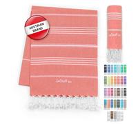 LeStoff Turkish Hammam Towel - 100% organic cotton, 95 x 180 cm, Pre-washed, Absorbent, Quick-drying, Lightweight, Turkish Towel, Hammam Beach Towel, Gym Towel, Beach Throw, Sauna Towel, Peach (Coral)