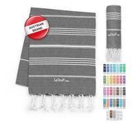 LeStoff Turkish Hammam Towel - 100% organic cotton, 95 x 180 cm, Pre-washed, Absorbent, Quick-drying, Lightweight, Turkish Towel, Hammam Beach Towel, Gym Towel, Beach Throw, Sauna Towel (Anthracite)