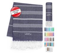 LeStoff Turkish Hammam Towel - Quick Drying & Lightweight Peshtemal for Beach, Sauna, Bath, Travel, Yoga & Camping Sand-Proof Blanket 100% Organic Cotton Eco-Friendly (95 x 180 cm, Navy)