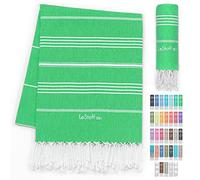 LeStoff Turkish Hammam Towel - Quick Drying & Lightweight Peshtemal for Beach, Sauna, Bath, Travel, Yoga & Camping Sand-Proof Blanket 100% Organic Cotton Eco-Friendly (95 x 180 cm, Grass)