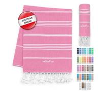 LeStoff Turkish Hammam Towel - Quick Drying & Lightweight Peshtemal for Beach, Sauna, Bath, Travel, Yoga & Camping Sand-Proof Blanket 100% Organic Cotton Eco-Friendly (95 x 180 cm, Pink)