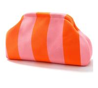 Lestp Mahjong Tile Bag Woven Crochet Clutch Purse for Women Summer Beach, Orange Pink, M