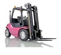 LESU 1/14 RC Hydraulic Forklift Model RTR RC Transfer Construction Car Pump Valve Motor Light Sound I6S Radio Controller Pink