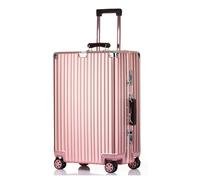 lesulety All Aluminium Hard Shell Suitcase Medium Size Travel Suitcase 29 Inch Metal Suitcase Hand Luggage 4 Wheels Lightweight Zipperless Luggage with 2 TSA Combination Locks (Pink, 29 inch)