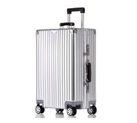 lesulety All Aluminium Hard Shell Suitcase Medium Size Travel Suitcase 29 Inch Metal Suitcase Hand Luggage 4 Wheels Lightweight Zipperless Luggage with 2 TSA Combination Locks (Silver, 29 inch)