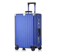 lesulety All Aluminium Hard Shell Suitcase Medium Size Travel Suitcase 29 Inch Metal Suitcase Hand Luggage 4 Wheels Lightweight Zipperless Luggage with 2 TSA Combination Locks (Blue, 29 inch)