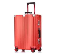 lesulety All Aluminium Hard Shell Suitcase Medium Size Travel Suitcase 29 Inch Metal Suitcase Hand Luggage 4 Wheels Lightweight Zipperless Luggage with 2 TSA Combination Locks (red, 29 inch)