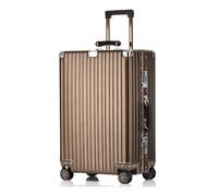 lesulety All Aluminium Hard Shell Suitcase Medium Size Travel Suitcase 29 Inch Metal Suitcase Hand Luggage 4 Wheels Lightweight Zipperless Luggage with 2 TSA Combination Locks (Coffee, 29 inch)