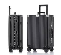 Lesulety All Aluminium Suitcase Medium Suitcase 4 Wheels Lightweight Metal Suitcase Aluminium Hard Shell Suitcase Cabin Size Carry On Hand Zipperless Luggage with Locks TSA,Black,20IN