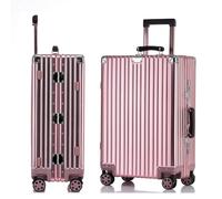 lesulety All Aluminium Suitcase Medium Suitcase 4 Wheels Lightweight Metal Suitcase Aluminium Hard Shell Suitcase Cabin Size Carry On Hand Zipperless Luggage with Locks TSA,Pink,26IN