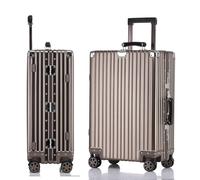 Lesulety Aluminium Suitcase Medium Hard Shell suitcases 4 Wheels Lightweight Metal Carry on Hand Luggage Small Cabin Suit case with 2 TSA Combination Locks,Gold,20IN