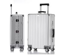 Lesulety Aluminium Suitcase Medium Hard Shell suitcases 4 Wheels Lightweight Metal Carry on Hand Luggage Small Cabin Suit case with 2 TSA Combination Locks,Silver,24IN