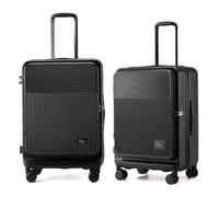 lesulety Carry on Luggage and Expandable Checked Luggage with Spinner Wheels Lightweight ABS+PC Hard Shell Suitcase with Front Opening Luggage Bags for Travel,Black,24Inch