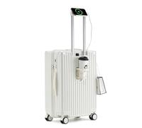 lesulety Large Hard Shell Suitcase 4 Wheels Lightweight Big Hand Luggage Case 28 Inch Luggage Suitcase with USB Charger,Cup Holder and Lock,73x46x32cm,White,L