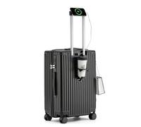 lesulety Large Hard Shell Suitcase 4 Wheels Lightweight Big Hand Luggage Case 28 Inch Luggage Suitcase with USB Charger,Cup Holder and Lock,73x46x32cm,Black,L