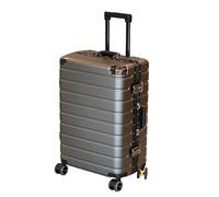 lesulety Medium Hard Shell Suitcase 4 Wheels Lightweight Cabin Suitcase with Brake 24 Inch Travel Suitcase with Horizontal Stripes Carry On Luggage Cabin Without Zippers,Grey,Large 28 INCH