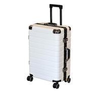 lesulety Medium Hard Shell Suitcase 4 Wheels Lightweight Cabin Suitcase with Brake 24 Inch Travel Suitcase with Horizontal Stripes Carry On Luggage Cabin Without Zippers,White,Medium 24 INCH