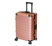 lesulety Medium Hard Shell Suitcase 4 Wheels Lightweight Cabin Suitcase with Brake 24 Inch Travel Suitcase with Horizontal Stripes Carry On Luggage Cabin Without Zippers,Pink,Medium 24 INCH