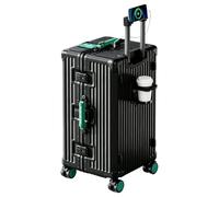 Lesulety Medium Hard Shell suitcases Hand Luggage case Travel Suitcase Cabin Size,Black and Green,28inch