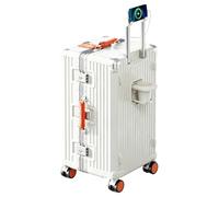 Lesulety Medium Hard Shell suitcases Hand Luggage case Travel Suitcase Cabin Size,White and Orange,28inch