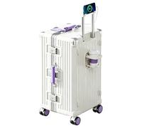 Lesulety Medium Hard Shell suitcases Hand Luggage case Travel Suitcase Cabin Size,White and Purple,20inch