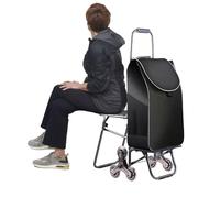 Lesulety Shopping Trolleys on Wheels Foldable Grocery Trolley Collapsible Granny Trolley Waterproof Multi Function Trolly Bags Shopping,black