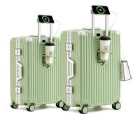 lesulety Suitcase Sets of 2 Piece Hardshell Suitcase Medium Suitcase 4 Wheels Lightweight Small Carry on Luggage Suitcase Cabin Size with USB Charger,Green,20in+24in