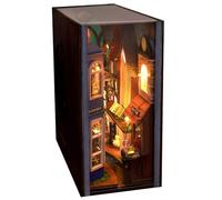 Lesunbak Book Nook Kit For Adults, Bookend Bookshelf Insert, Building Miniature Doll House Bookends Shelf Decor, Decorative Bookend With LED Light