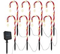 Lesunbak Christmas Candy Cane Pathway Lights - LED Outdoor Garden Decorative Lights with Stars, Solar Powered