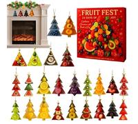 Lesunbak Countdown To Christmas | 2D Acrylic Pendant Fruits - 24 Days Calendar Ornament - for Holiday Kids Teens Adults Halloween Thanksgiving Easter