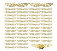 Lesunbak Cupcake Decorations - Shimmer Wing Gold Cake Decoration - Paper Cupcake Ornament for Pastry Chef Restaurant Food Mousse Pudding Ice Cream Birthday Celebration