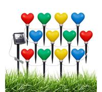 Lesunbak Heart Pathway Lights, Valentine Solar Stake Lights, Landscape Garden LED Heart Light Outdoor Valentine's Day Decoration, for Walkway Patio Garden Party Porch