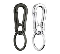 Lesunbak Keyring Chains Classic, Carabiner - Men Stainless Steel Gourd Buckle Keychain, Waist Belt Clip Anti-lost Buckle Hanging for Keys Key Chains, Decoration Silver, Black