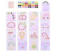 Lesunbak Lacing Cards for Kids Ages 3-5,Toddler Sewing Kit String Knitting Kits Threading Board - Animal Lacing Cards, Sewing Board Toys for Toddler, Enhance Cognitive Skills, Outdoor, Travel