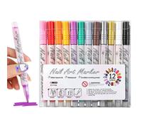 Lesunbak Nail Pens - 12 Colors Nail Polish Art Pen Set | Fingernail Dotting Markers | for Salon Party Formal Wedding Travel Home Manicure Casual Festival