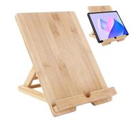 Lesunbak Wooden Adjustable Tablet Holder, Tablet Stand, Wooden Adjustable Book Holder, Book Rest, Reading Rest Holder With Charging Hole, Suitable For Desktop Tablet Stand B