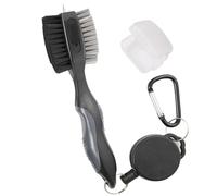 Lesunsul Golf Club Brushes, Golf Cleaning Tool, with Retractable Cleaning Nails, Nylon and Wire Bristles Oversize Double Brush Head with 2ft Retractable Zip-line Metal Buckle (Grey)