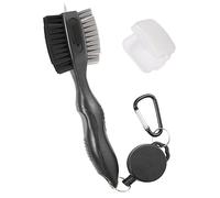 Lesunsul Golf Club Brushes, Golf Cleaning Tool, with Retractable Cleaning Nails, Nylon and Wire Bristles Oversize Double Brush Head with 2ft Retractable Zip-line Metal Buckle (Black)