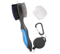 Lesunsul Golf Club Brushes, Golf Cleaning Tool, with Retractable Cleaning Nails, Nylon and Wire Bristles Oversize Double Brush Head with 2ft Retractable Zip-line Metal Buckle (Blue)