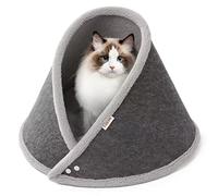 Lesure Cat Cave Bed Igloo - Small Dog Felt Tent Bed House for Indoor Cats with Removable Washable Cushion Pillow, Foldable Portable Large Kitten Pet Beds, Grey, 51x51x38cm