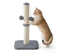 Lesure Cat Scratching Post Indoor - 30x30x57cm Tall Sisal Scratch Post with Hanging Toy Ball, Small Scratching Posts for Indoor Cats Kittens with Stable Base, Grey