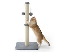 Lesure Cat Scratching Post Indoor - 36x36x74cm Tall Sisal Scratch Post with Hanging Toy Ball, Scratching Posts for Indoor Cats Kittens with Stable Base, Grey