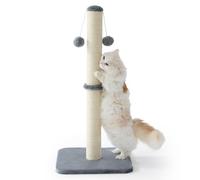 Lesure Cat Scratching Post Indoor - 40x40x86cm Tall Sisal Scratch Post with Hanging Toy Ball, Large Scratching Posts for Indoor Adult Cats with Stable Base, Grey