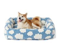 Lesure Cute Dog Bed for Large Dogs - Washable Pet Beds,Cozy Rectangle Orthopedic Sofa with Jacquard Shaggy Plush & Anti Slip Bottom,36x27x8inches